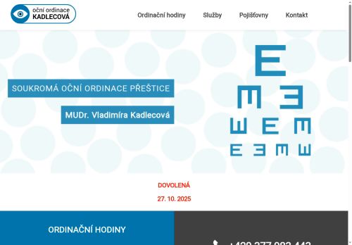 Zobrazit webové stránky Oční ordinace - MUDr. Vladimíra Kadlecová