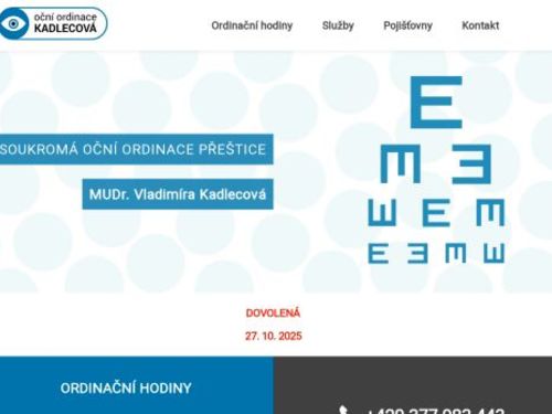 Oční ordinace - MUDr. Vladimíra Kadlecová
