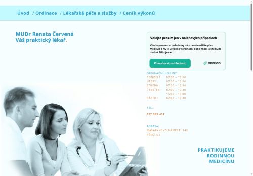 Zobrazit webové stránky Praktický lékař pro dospělé - MUDr. Renata Červená