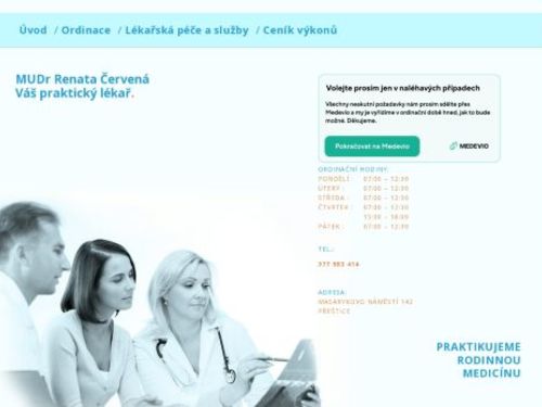 Praktický lékař pro dospělé - MUDr. Renata Červená