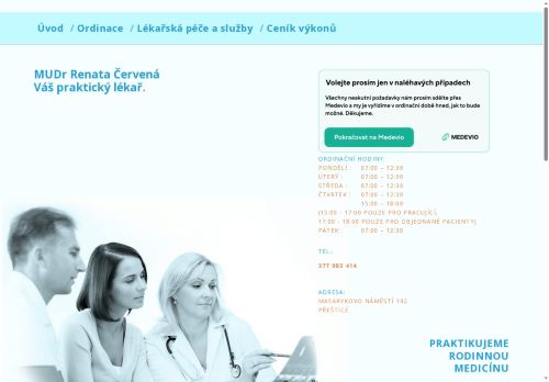Zobrazit webové stránky Praktický lékař pro dospělé - MUDr. Renata Červená