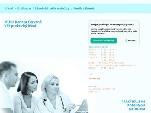 Praktický lékař pro dospělé - MUDr. Renata Červená