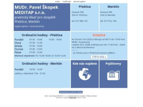 Praktický lékař pro dospělé MEDITAP s.r.o. - MUDr. Pavel Škopek