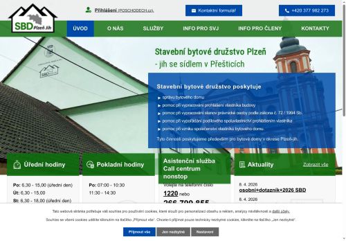 Webové stránky Stavební bytové družstvo Plzeň - jih se sídlem v Přešticích, Přeštice