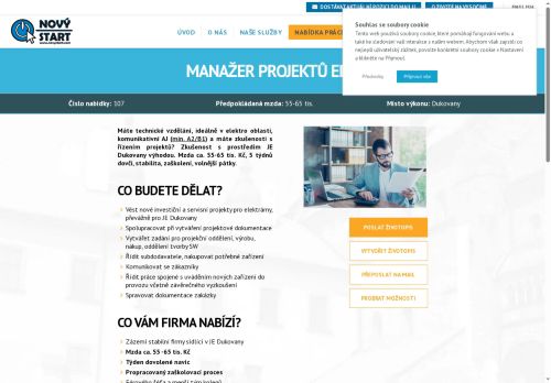 Webové stránky NOVÝ START, personální agentura s.r.o., Dukovany