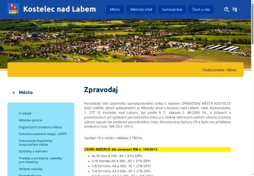 Zobrazit webové stránky Zpravodaj města Kostelec nad Labem
