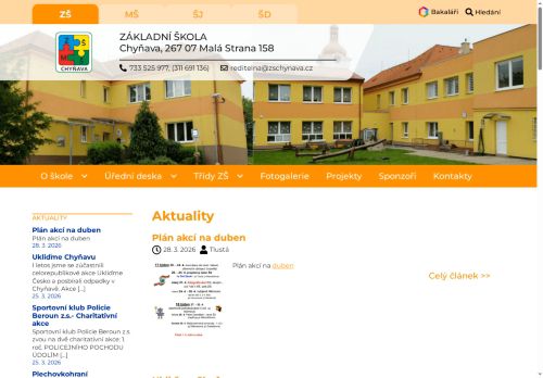 Základní škola a mateřská škola Chyňava nabízí práci na pozici Učitelé na 1. stupni základních škol v obci Chyňava