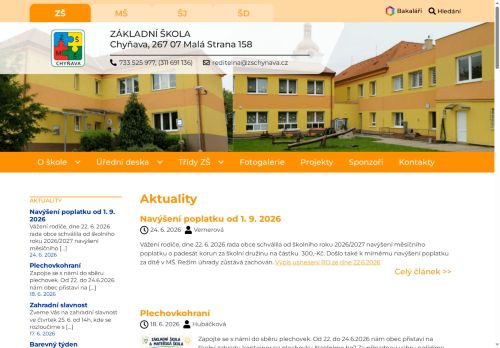 Základní škola a mateřská škola Chyňava nabízí práci na pozici Učitelé na 1. stupni základních škol v obci Chyňava