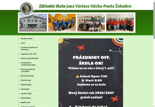 Základní škola Jana Václava Sticha - Punta Žehušice, okres Kutná Hora nabízí práci na pozici Učitel/ka I. a II. stupně, aprobace: I. stupeň, Aj, Inf, M, Tv v obci Žehušice