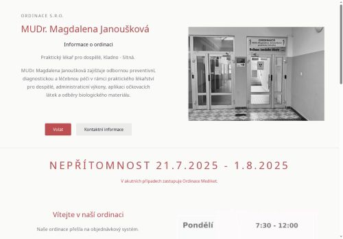 Zobrazit webové stránky Praktický lékař pro dospělé - MUDr. Magdalena Janoušková