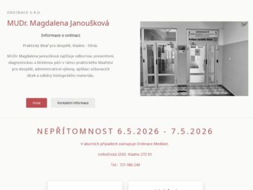 Praktický lékař pro dospělé - MUDr. Magdalena Janoušková