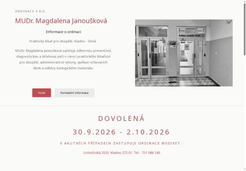 Zobrazit webové stránky Praktický lékař pro dospělé - MUDr. Magdalena Janoušková