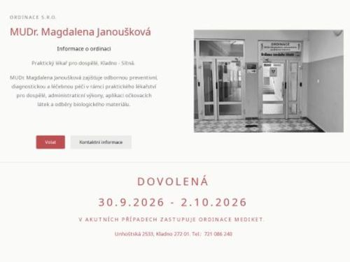 Praktický lékař pro dospělé - MUDr. Magdalena Janoušková