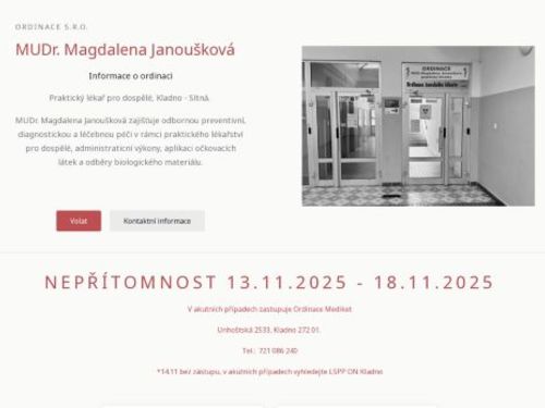 Praktický lékař pro dospělé - MUDr. Magdalena Janoušková