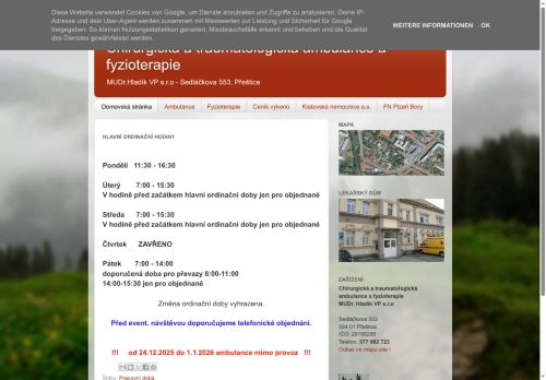 Zobrazit webové stránky Chirurgická a traumatologická ambulance a fyzioterapie - MUDr. Pavel Hladík