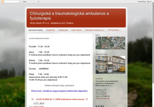 Zobrazit webové stránky Chirurgická a traumatologická ambulance a fyzioterapie - MUDr. Pavel Hladík