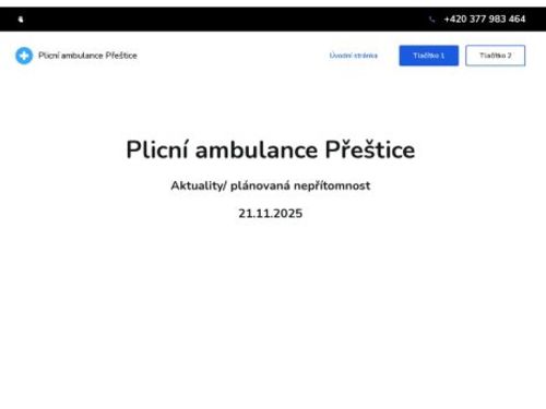 Plicní ambulance Přeštice - MUDr. Václava Dubová, MUDr. Krista Plicková
