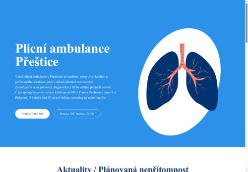 Zobrazit webové stránky Plicní ambulance Přeštice - MUDr. Václava Dubová, MUDr. Krista Plicková