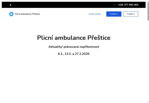 Zobrazit webové stránky Plicní ambulance Přeštice - MUDr. Václava Dubová, MUDr. Krista Plicková