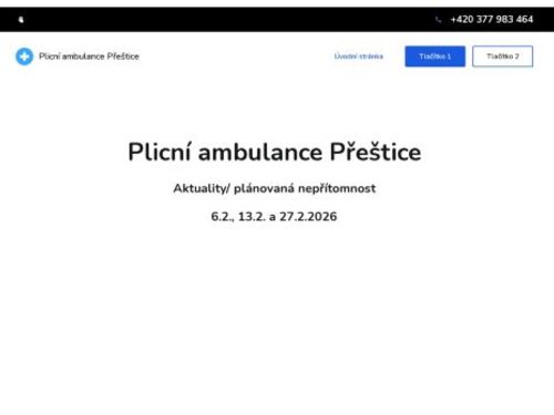 Plicní ambulance Přeštice - MUDr. Václava Dubová, MUDr. Krista Plicková