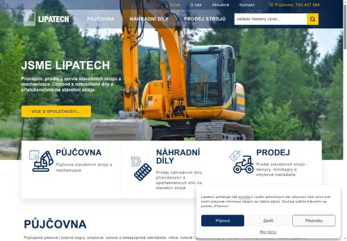 Webové stránky LIPATECH s.r.o., Jesenice