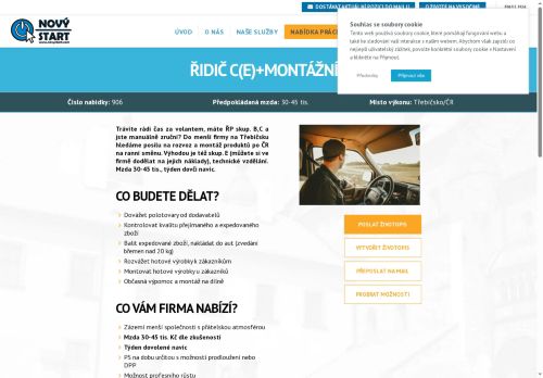 Webové stránky NOVÝ START, personální agentura s.r.o., Třebíč