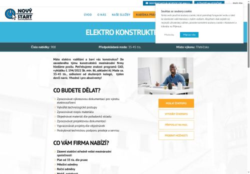 Webové stránky NOVÝ START, personální agentura s.r.o., Třebíč
