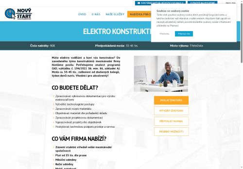 Webové stránky NOVÝ START, personální agentura s.r.o., Třebíč