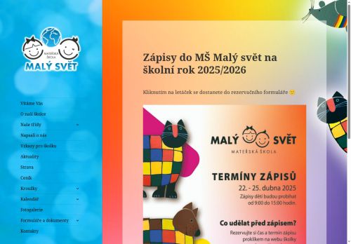 Webové stránky Mateřská škola Malý svět, Plzeň