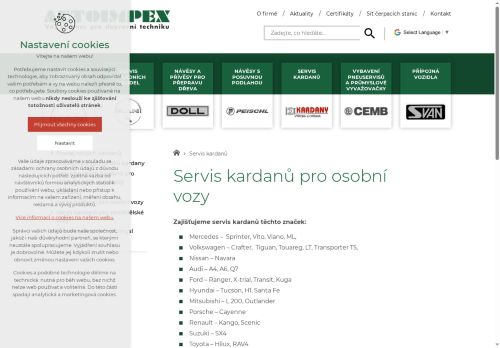 Webové stránky Kardany, spol s.r.o., Velká Bíteš