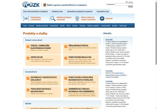 Webové stránky Zeměměřický úřad, Praha