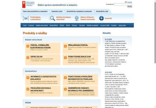 Webové stránky Zeměměřický úřad, Praha