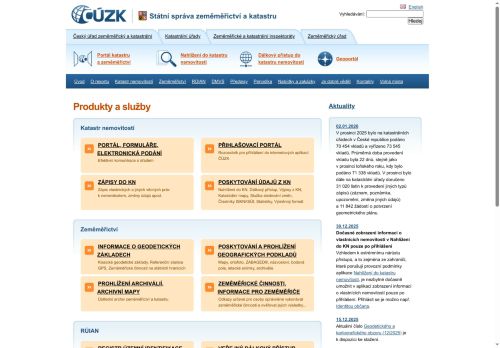 Webové stránky ZEMĚMĚŘICKÝ ÚŘAD, Plzeň