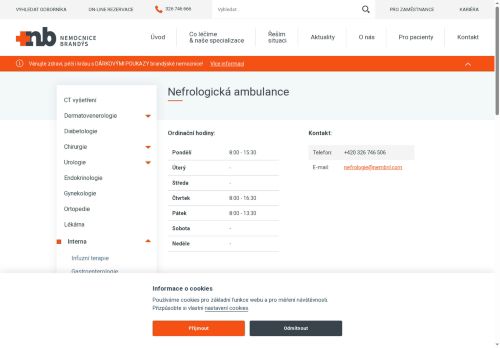 Zobrazit webové stránky Nefrologická ambulance - Nemocnice Brandýs nad Labem