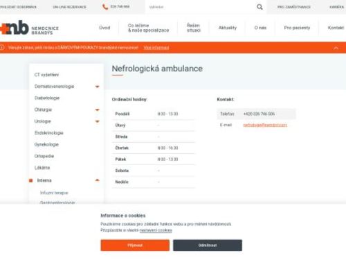 Nefrologická ambulance - Nemocnice Brandýs nad Labem
