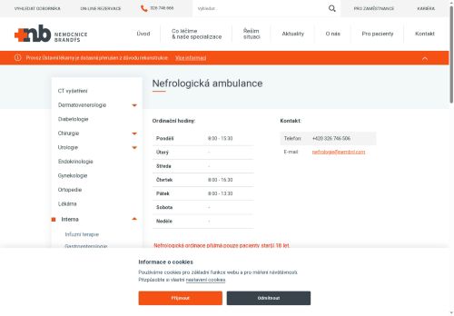 Zobrazit webové stránky Nefrologická ambulance - Nemocnice Brandýs nad Labem