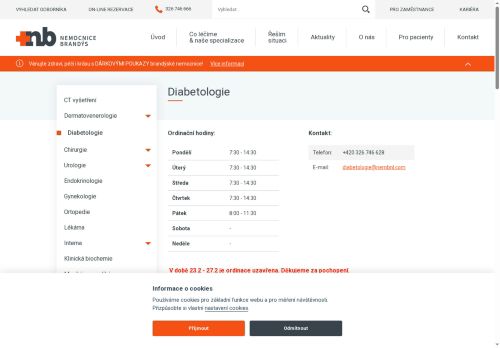 Zobrazit webové stránky Diabetologická ambulance Nemocnice Brandýs nad Labem
