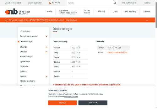 Zobrazit webové stránky Diabetologická ambulance Nemocnice Brandýs nad Labem