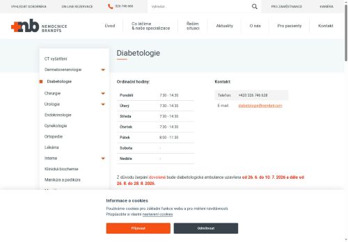 Zobrazit webové stránky Diabetologická ambulance Nemocnice Brandýs nad Labem