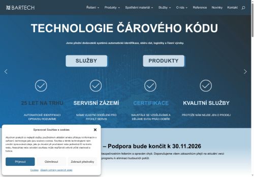 Webové stránky Bartech, s.r.o., Hodonín