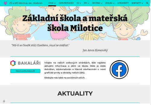Webové stránky Základní škola a Mateřská škola Milotice, okres Hodonín, Milotice