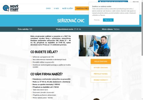 Webové stránky Nový start, personální agentura s.r.o., Třešť