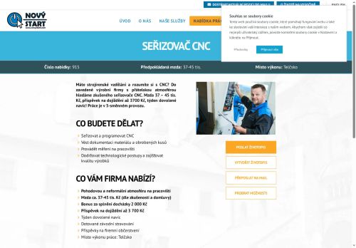 Webové stránky Nový start, personální agentura s.r.o., Třešť