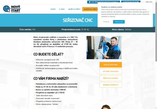 Webové stránky Nový start, personální agentura s.r.o., Třešť