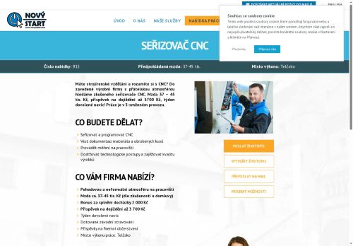 Webové stránky Nový start, personální agentura s.r.o., Třešť