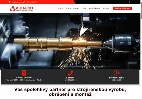 Webové stránky AUDACIO a.s., Svatobořice-Mistřín