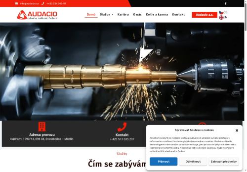 Webové stránky AUDACIO a.s., Svatobořice-Mistřín