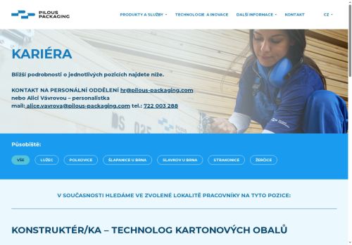 Webové stránky PILOUS spol. s r.o., Žerčice