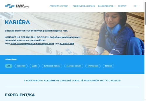 PILOUS spol. s r.o. nabízí práci na pozici Specialista zákaznického servisu s němčinou (m/ž) v obci Lužec nad Vltavou