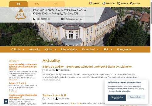 Základní škola  a Mateřská škola  Králův Dvůr - Počaply,Tyršova 136,okres Beroun nabízí práci na pozici Učitelé na 2. stupni základních škol v obci Králův Dvůr